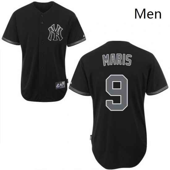 Mens Majestic New York Yankees 9 Roger Maris Replica Black Fashion MLB Jersey